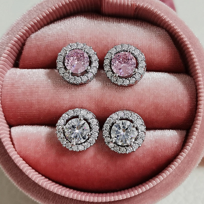 Fashion Luxury 925 Sterling Silver 6mm Small Zircon Stud Earing Earrings for women christmas gift korean jewelry E232