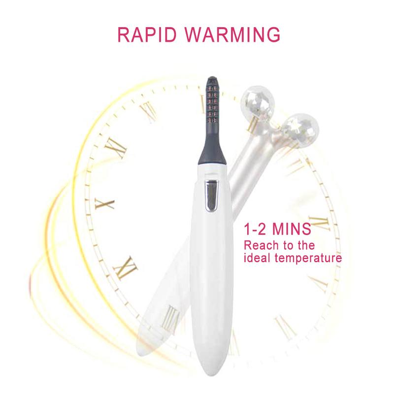 2 In 1 Electric Portable Heated Eyelash Curler 3D Face Slimming Massage Roller Eye Lashes Curling Tool Facial Beauty Tools