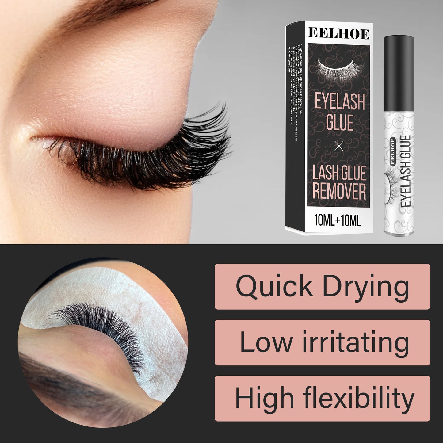 EELHOE Waterproof, Sweatproof Not Hot Eyes Natural Eyelash Grafting Glue Gentle Eyelash Grafting Glue
