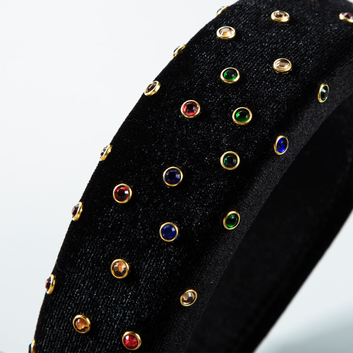 Thickened Sponge Gold Velvet Cloth Headband Female Ins Style Bag Cloth Wide-Brimmed Headband Catwalk Hair Accessories