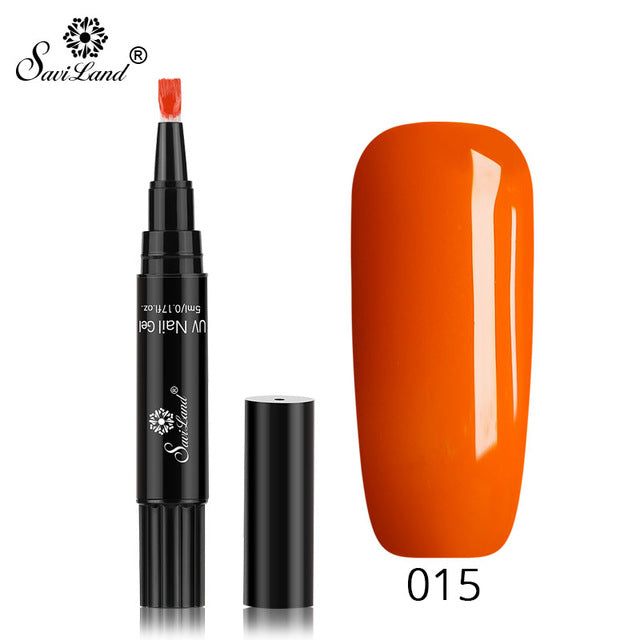 Saviland Newest 3 In 1 Gel Nail Varnish Pen Glitter One Step Nail Art Gel Polish Hybrid 60 Colors Easy To Use UV Gel Lacquer