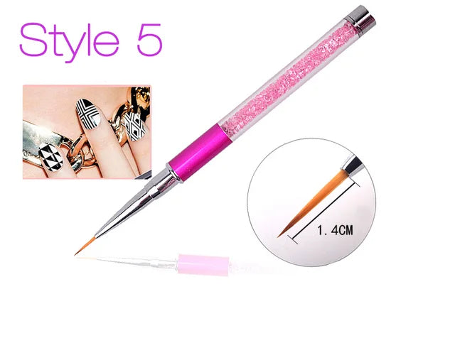 1 st Nail Art Brush Pen Strass Acryl Handvat Carving Nagels Schilderen Poly Gel Borstel Tips Liner Manicure Accessoires DIY nieuwe