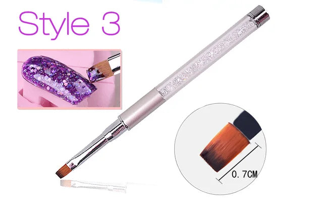 1 st Nail Art Brush Pen Strass Acryl Handvat Carving Nagels Schilderen Poly Gel Borstel Tips Liner Manicure Accessoires DIY nieuwe