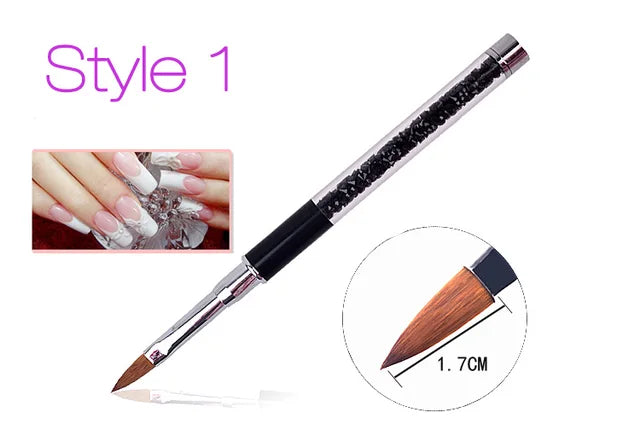 1 st Nail Art Brush Pen Strass Acryl Handvat Carving Nagels Schilderen Poly Gel Borstel Tips Liner Manicure Accessoires DIY nieuwe