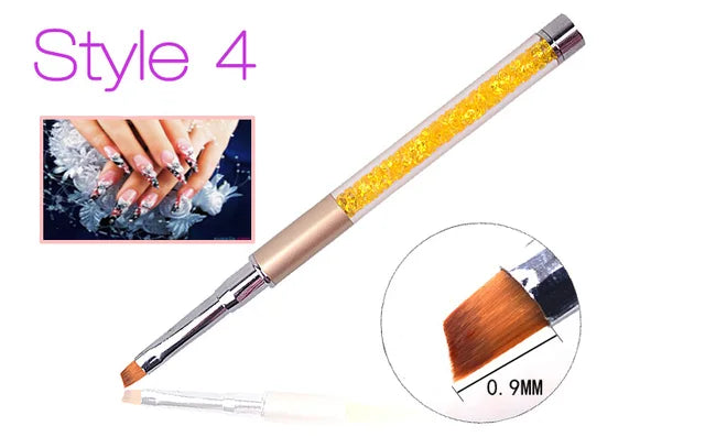 1 st Nail Art Brush Pen Strass Acryl Handvat Carving Nagels Schilderen Poly Gel Borstel Tips Liner Manicure Accessoires DIY nieuwe