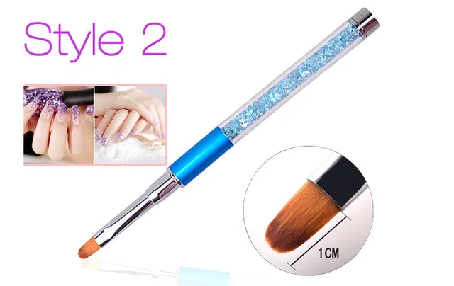 1 st Nail Art Brush Pen Strass Acryl Handvat Carving Nagels Schilderen Poly Gel Borstel Tips Liner Manicure Accessoires DIY nieuwe