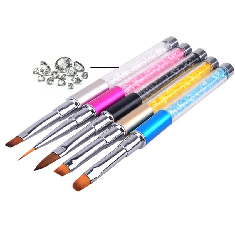 1 st Nail Art Brush Pen Strass Acryl Handvat Carving Nagels Schilderen Poly Gel Borstel Tips Liner Manicure Accessoires DIY nieuwe