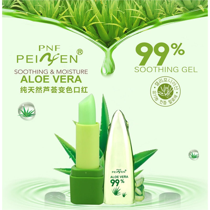 PNF Brand Aloe Vera Natural Moisturizer Lipstick Temperature Changed Color Lipbalm Natural Magic Pink Protector Lips Cosmetics