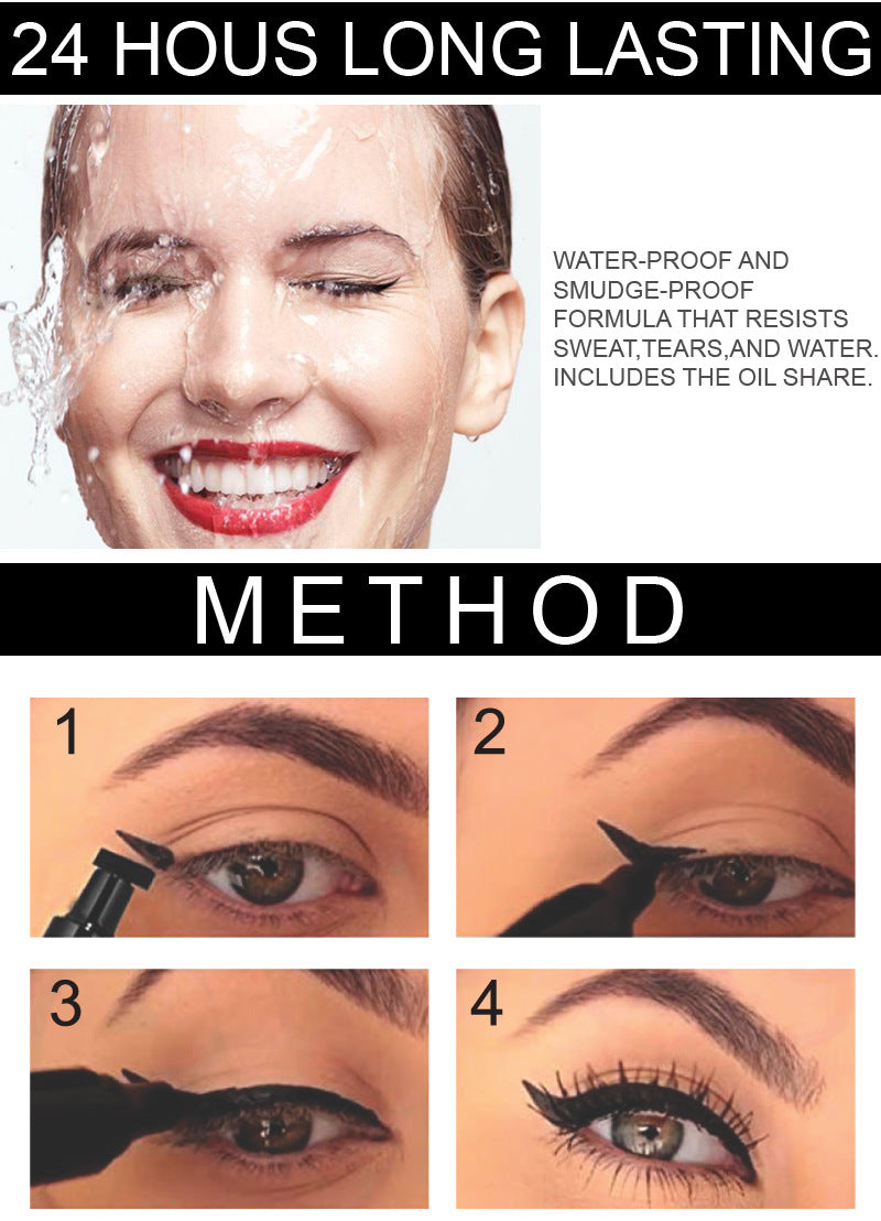 Seal Eyeliner Liquid Pen Quick-Drying Non Smudge Waterproof Eyeliner Double-Ended Eyeliner Beauty Makeup