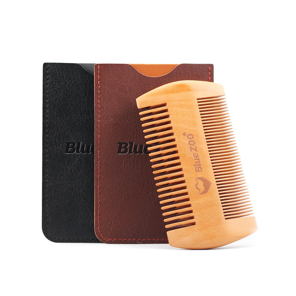 Pear Wood Double-Sided Beard Comb BlueZoo Beard Portable Comb Care And Care Antistatic