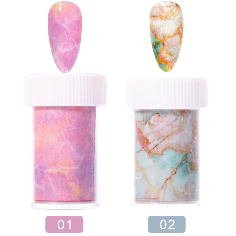 Pink Gold Sliver Nail Foils Sparkly Sky Glitter Marble Nail Art Transfer Stickers Slider Paper Nail Art Manicures Decoration