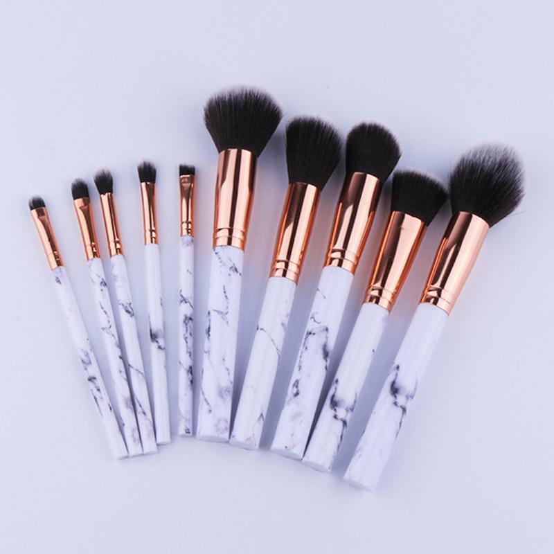 10Pcs/Set Professional Makeup Brushes Marbling Handle Eye Shadow Eyebrow Lip Eye Make Up Brush Comestic Tools HJL2017