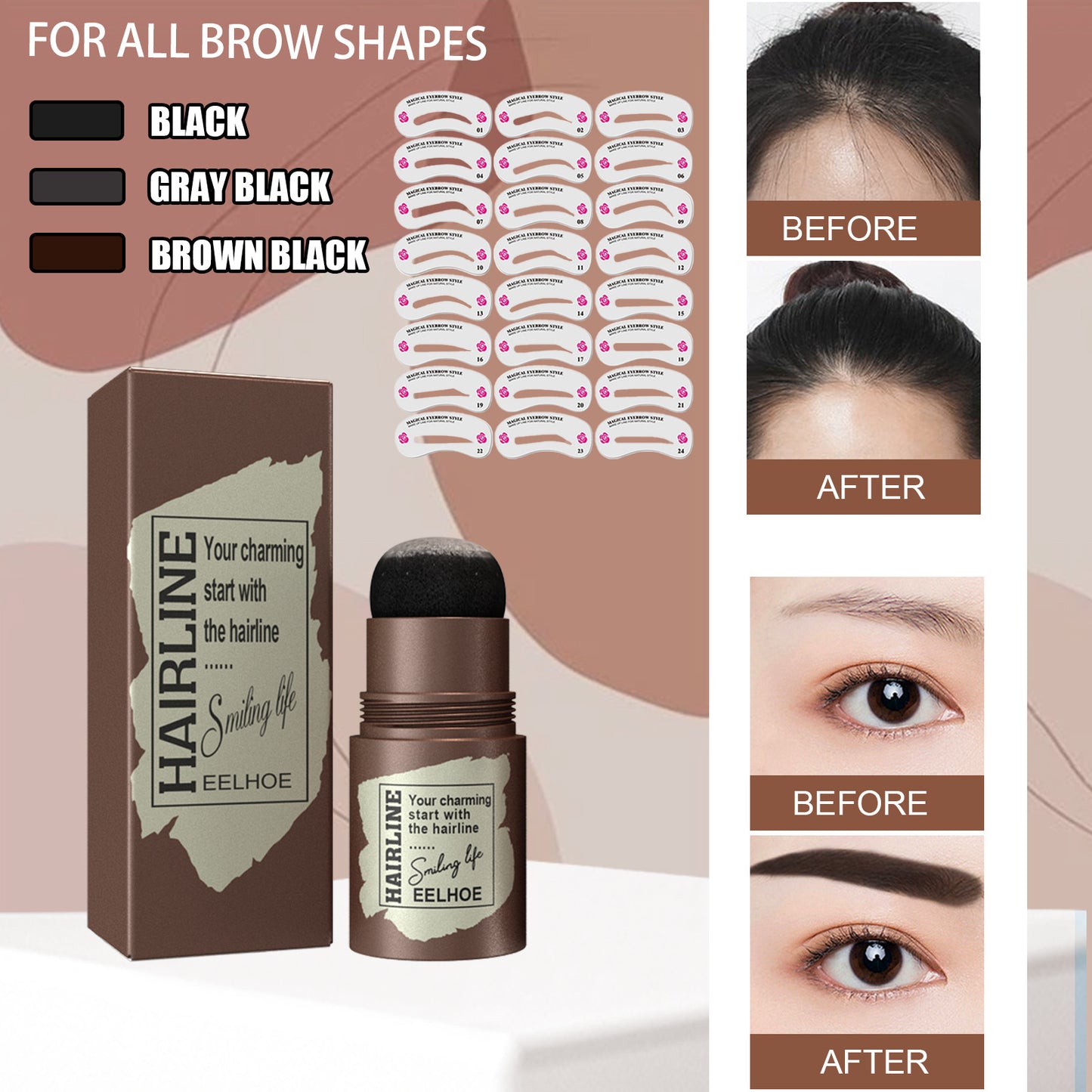 One Step Brow Stamp Shaping Kit Hairline Eyebrow Print Eyebrow Patch Repair Hairline Eyebrow Print