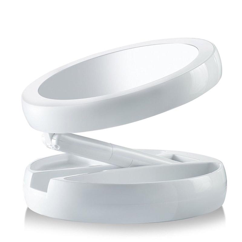 My Fold Away LED Makeup Mirror Double-sided Rotation Folding USB Lighted Vanity Mirror Touch Screen Portable Tabletop Lamp