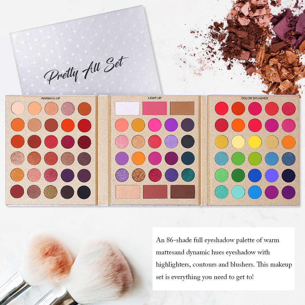 UCANBE 86 Colors Pretty Eyeshadow Palette Pearlescent Matte Eyeshadow Contouring Blush Highlight Multi effect Makeup