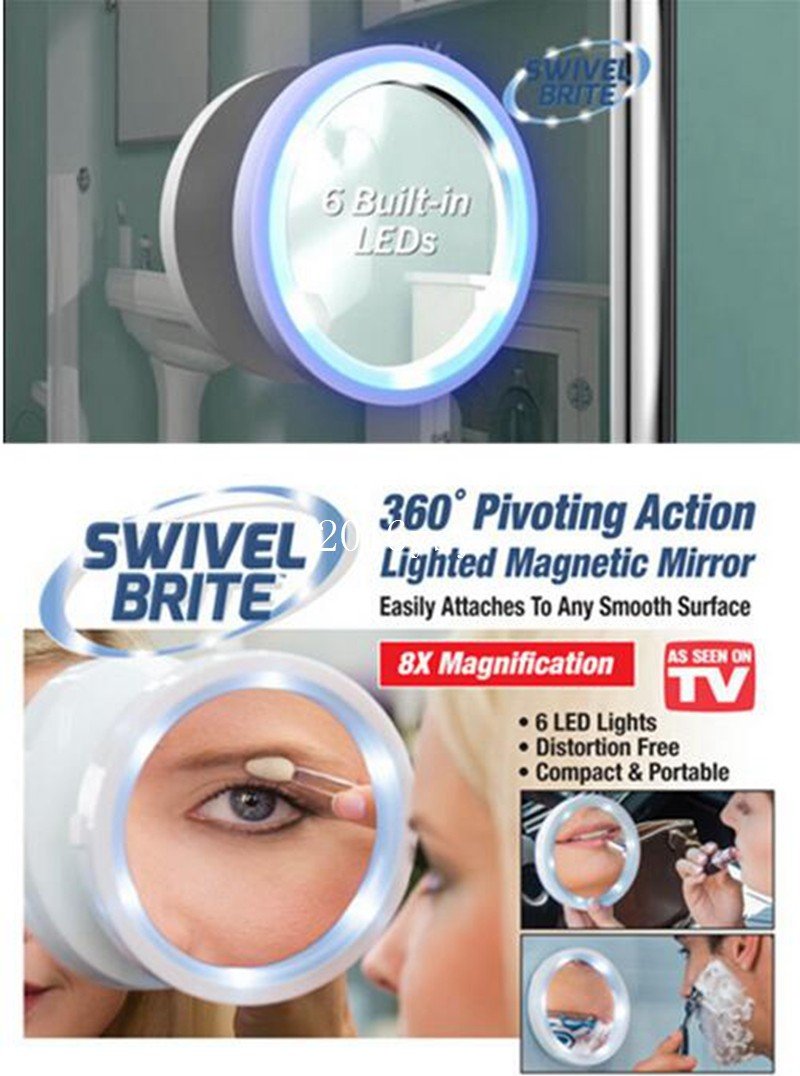 Swivel Brite LED 8X magnification mirror 360 Swivel Action