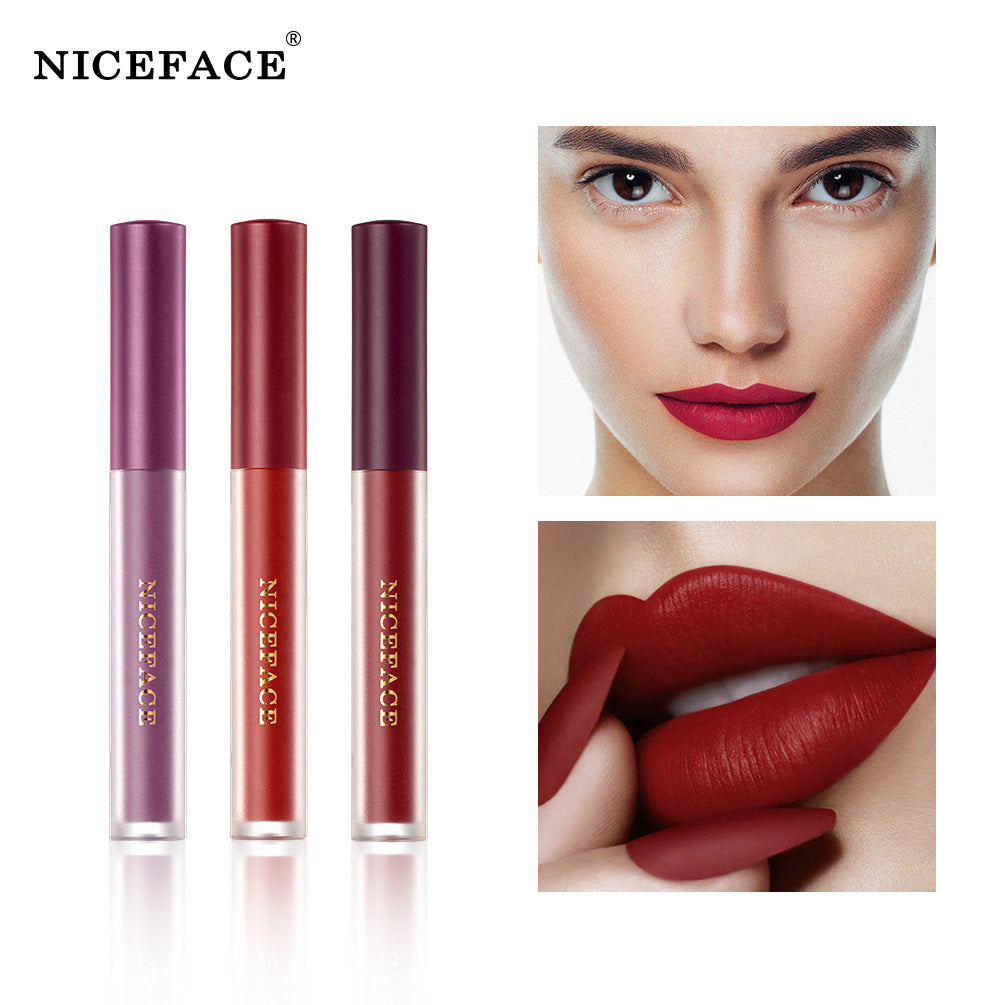 Niceface New Quality Lip Glaze Velvet Matte Lip Glaze Set Matte Non-Stick Cup Waterproof Makeup