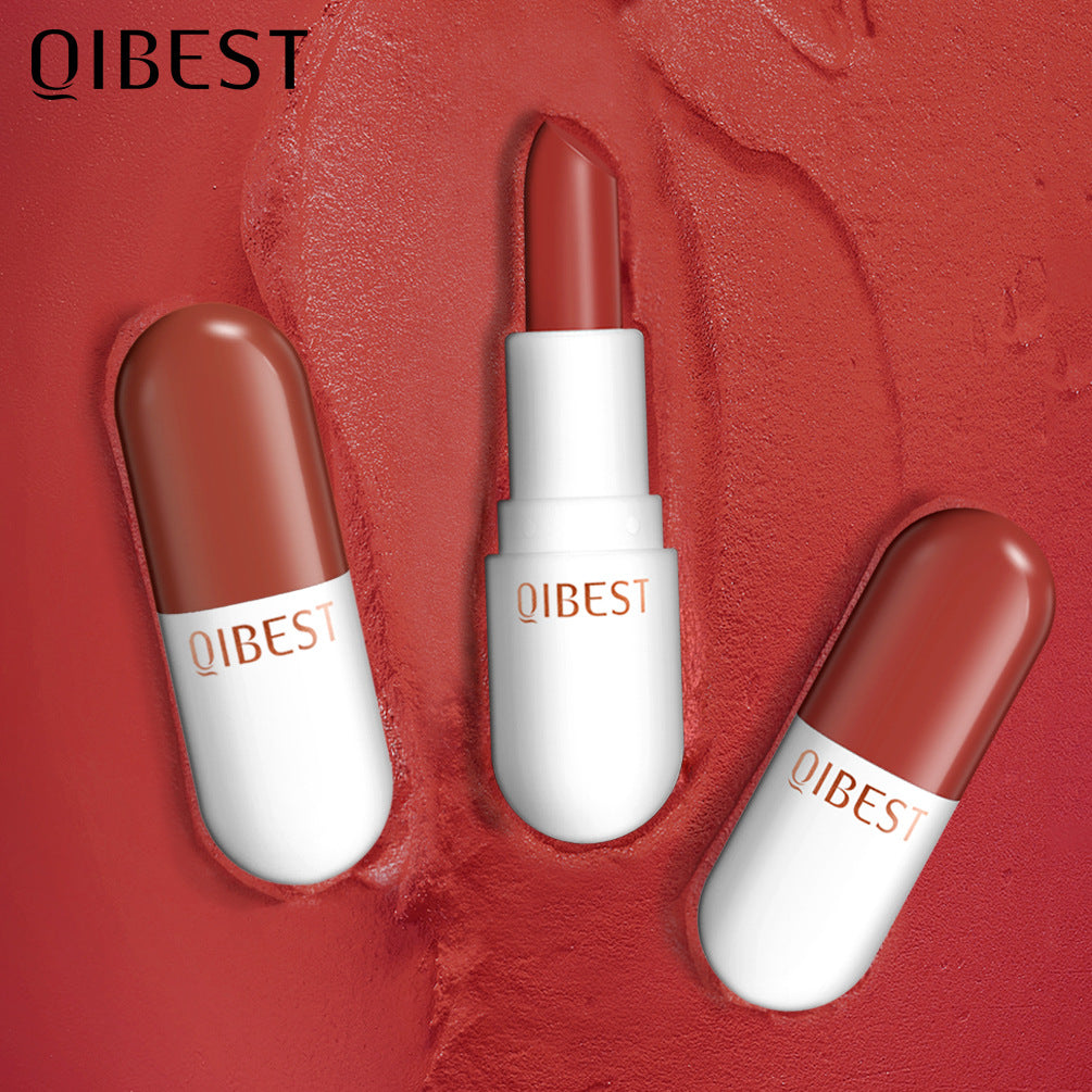 QIBEST Mini Capsule Lipstick Velvet Matte Lipstick Long Lasting Waterproof Pill Lipstick