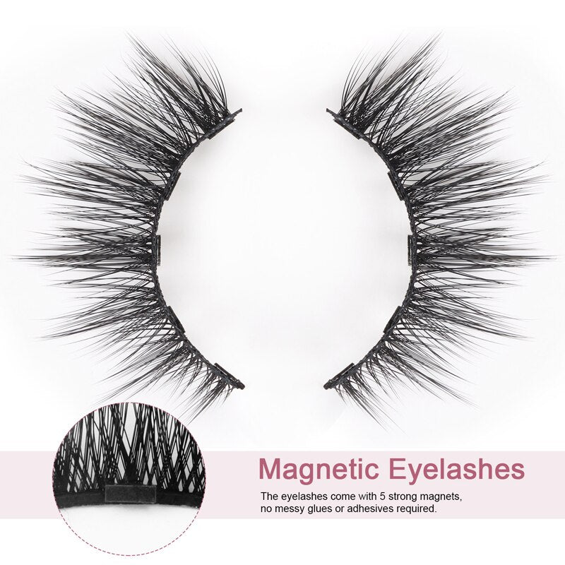 5Pairs 3D Magnetic Eyeliner Liquid False Eyelashes Set Natural/Thick Long Eye Lashes Makeup Lashes Extension Tools Maquillaje