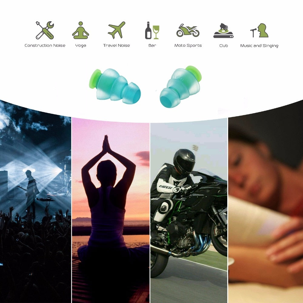 1 Pair Ear Plugs for Sleeping Silicone Noise Reduction Earplug Motorcycles Concerts DJ Reusable Music Filter Anti Noise Ear Plug