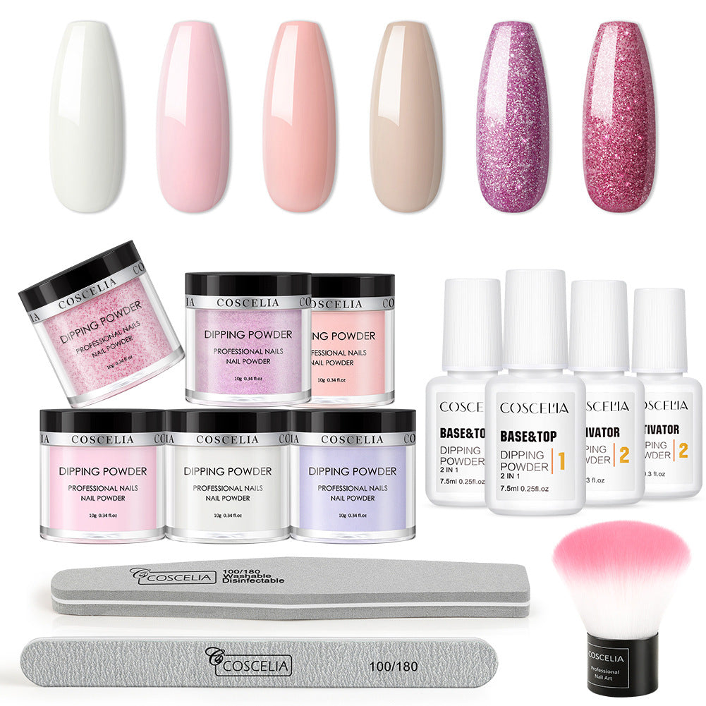 COSCELIA Dipping Foundation Glue Sealing Layer Drying Anastomosis Agent With 6-Color Dipping Powder Free Light Baking Optional Color