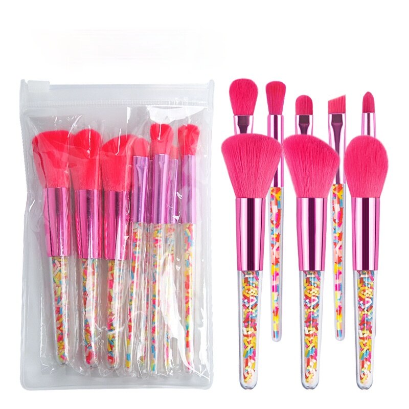 5/8pcs Mini Candy Makeup Brushes Soft Eyeshadow Powder Blush Eyebrow Brush Set Candy Theme Small Cosmetic Compensation Tools