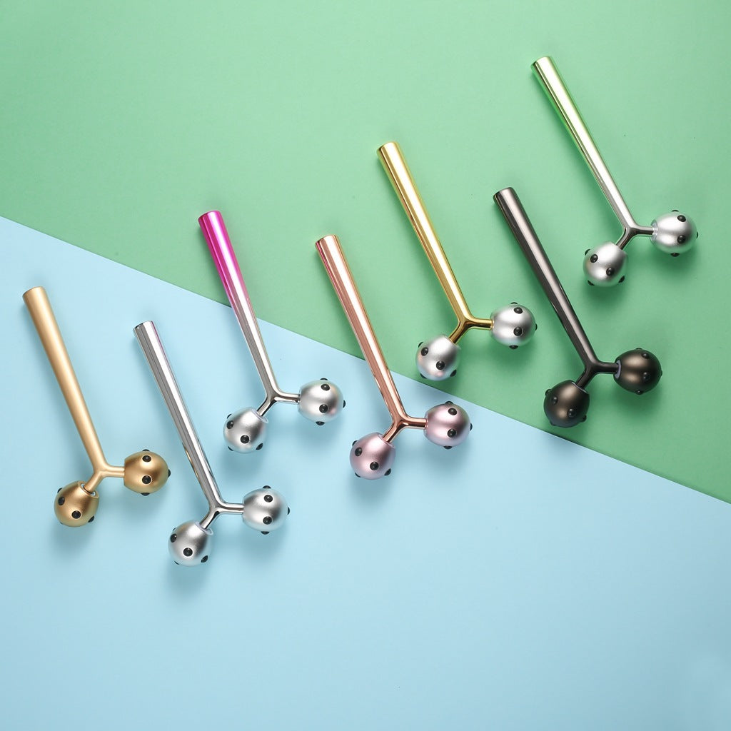 3D Roller Home Facial Lifting Germanium Grain Beauty Stick Aluminum Alloy Negative Ion Roller Facial Massager