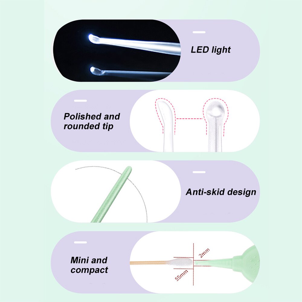 Ear Wax Removal Nose Clean Ear Cleaner Clip Baby Adults Ear Nose Clean Tweezers Remover Set LED Light Ear Pick USB Rechargeable