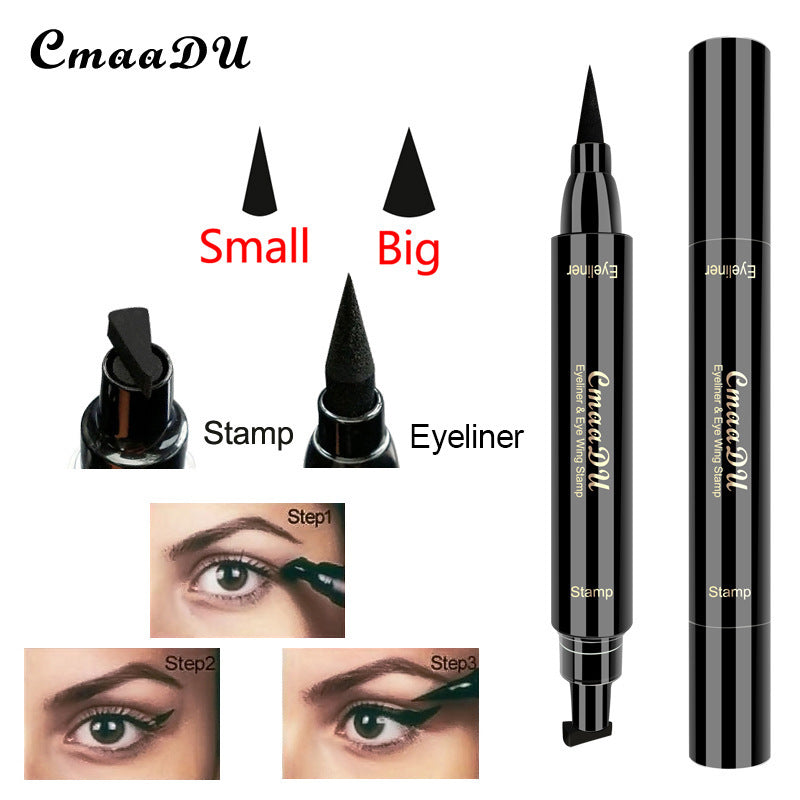 Seal Eyeliner Liquid Pen Quick-Drying Non Smudge Waterproof Eyeliner Double-Ended Eyeliner Beauty Makeup