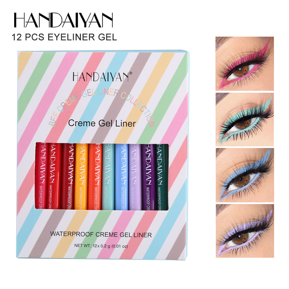 HANDAIYAN 12 Matte Colored Eyeliner Pens Quick Drying Gel Eyeliner Pens