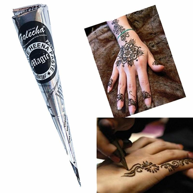Golecha  12PCS 25g Natural Black Mehndi Henna Cones Indian Henna Tattoo Paste For Temporary Tattoos