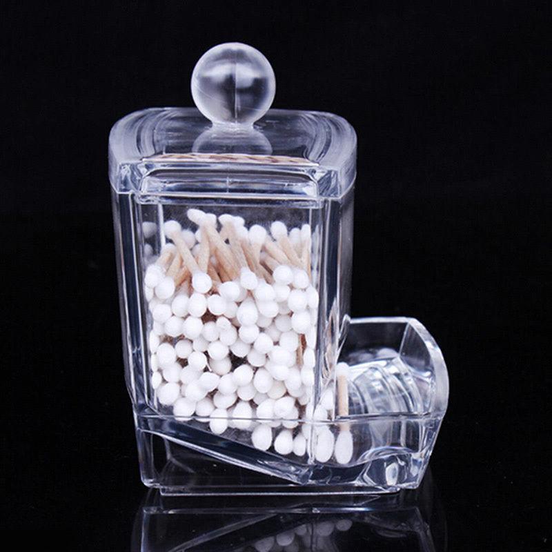 Crystal Makeup Cotton Swabs Stick Holder Bin Storage Organizer Container Box