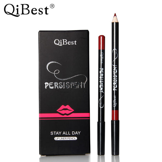Qibest Fashion Black Rod Waterproof 12 Colors Lip Liner Lipstick Pen