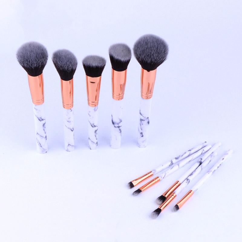 10Pcs/Set Professional Makeup Brushes Marbling Handle Eye Shadow Eyebrow Lip Eye Make Up Brush Comestic Tools HJL2017