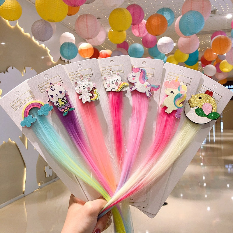 Sweet Colorful Hairpin Lovely Children Girls Hairclip Kids Cute Barrette Cartoon Extension Braider Rainbow Hair Accessories
