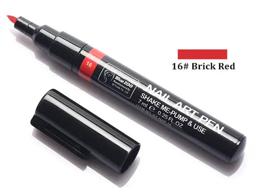 1PC Beauty 16 Colors Two-way Acrylic Paint Pen DIY Gel Polish Drawing Tools Nails Accessoires Manicure 3D Nail Art Pen