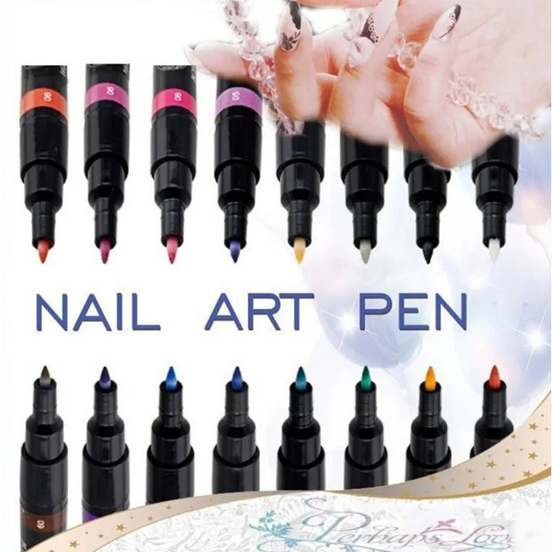 1PC Beauty 16 Colors Two-way Acrylic Paint Pen DIY Gel Polish Drawing Tools Nails Accessoires Manicure 3D Nail Art Pen