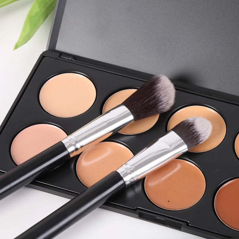 12Pcs/Sets Eye Shadow Foundation Eyebrow Lip Brush cosmetics Makeup Brushes Tool Leather Cup Holder Case Kit