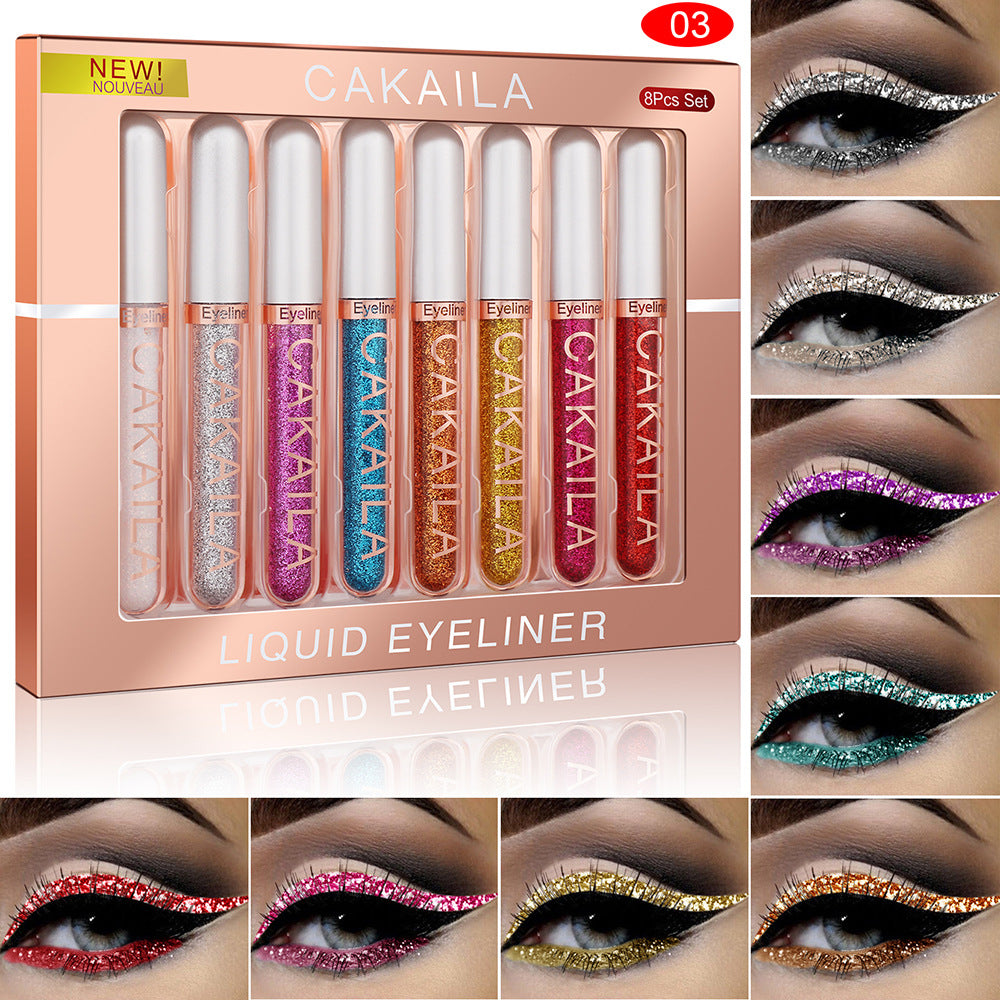 CAKAILA  8 color Matte Glitter Color Liquid Eyeliner Set Long lasting and not smudged