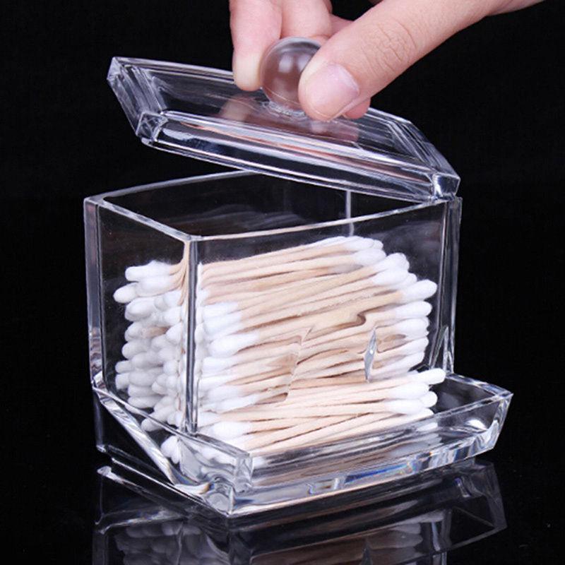 Crystal Makeup Cotton Swabs Stick Holder Bin Storage Organizer Container Box