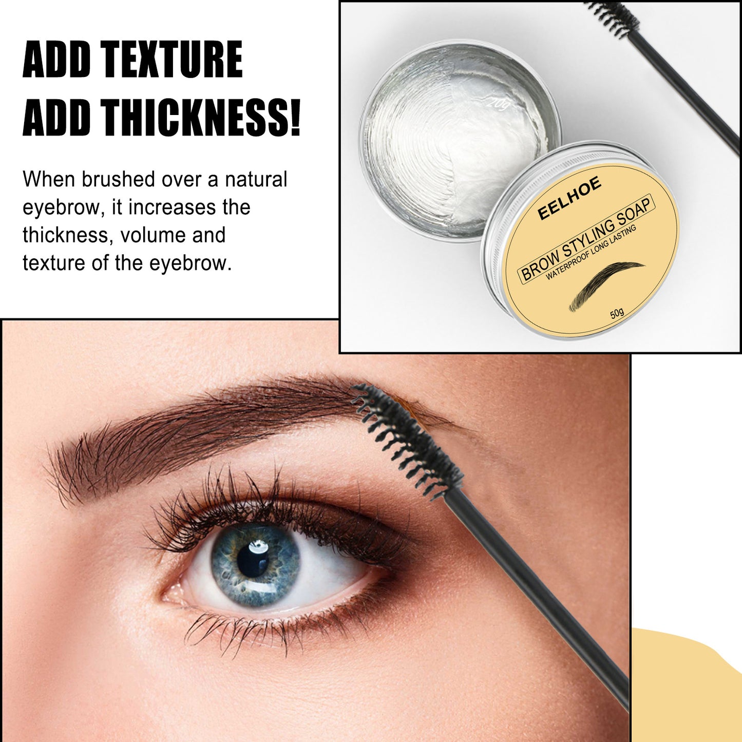 EELHOE Eyebrow Cream Styling Soap Colorless Transparent Refreshing Lasting Natural Makeup Eyebrow Styling Eyebrow Brush