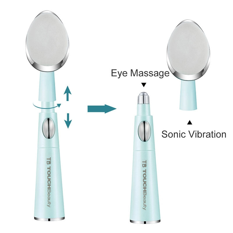 TOUCHBeauty 2 in 1 Sonic Facial Cleanser with Anti-Ageing Wrinkle Eye Massager, removes dark circles and puffiness TB-1581
