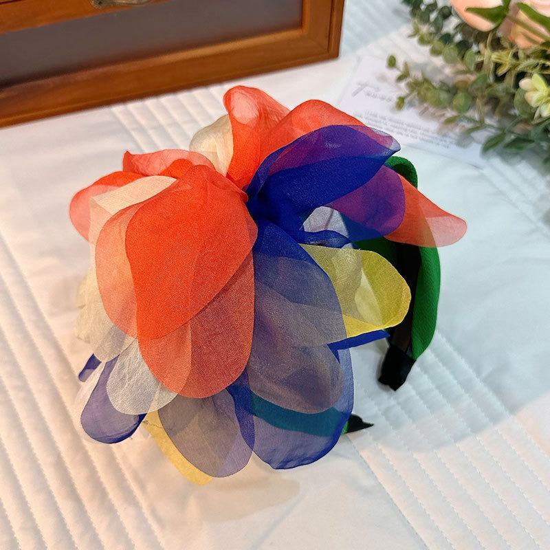Fashion fabric oversized colorful flower fashion headband