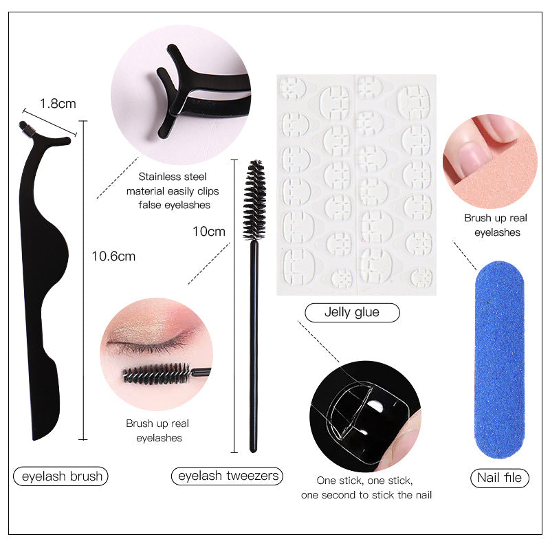 Halloween False Eyelashes Europe And America Multi-Layer Thick Messy Mink Hair Nail And Eyelash Set