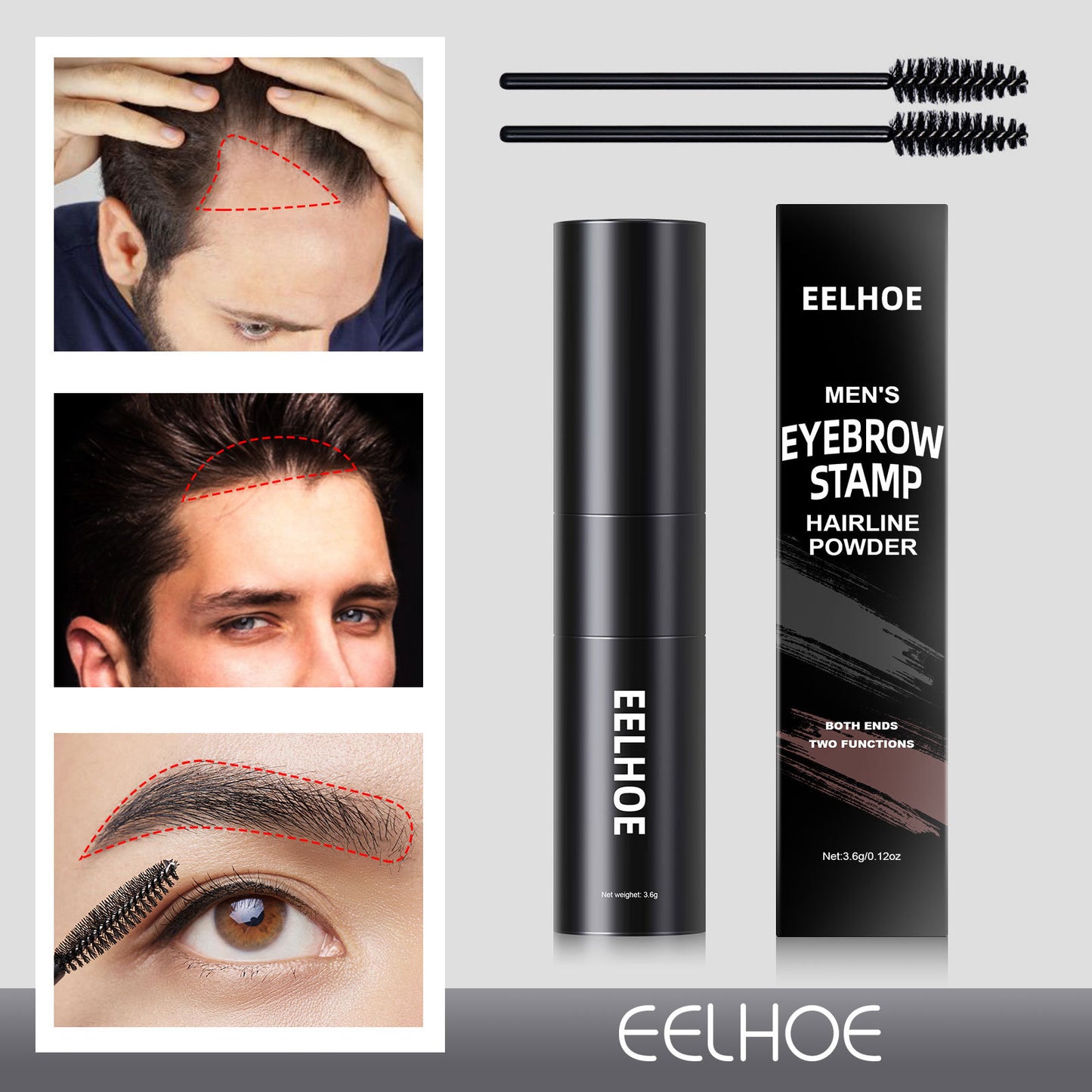 EELHOE Men's Hairline Repair Shadow Powder Eyebrow Powder Replacement Hairline Modification Eyebrow Printing Portable Hairline