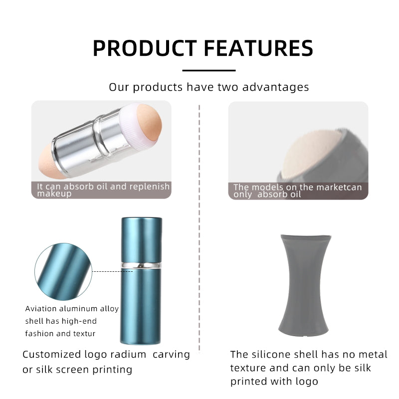 New Volcanic Stone Oil-Absorbing Ball Aluminum Alloy Volcanic Stone To Oil Stick Face Beauty Cleaning Dual-Use Beauty Makeup Ball