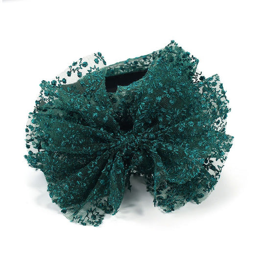 Fashionable oversized solid color lace bow headband