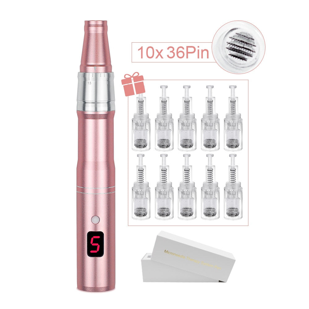 Professional Microneedeling Pen Machine with Cartridge Wireless Microneedling Pen for Derma MTS Pen Beauty Machine Skin Care Kit