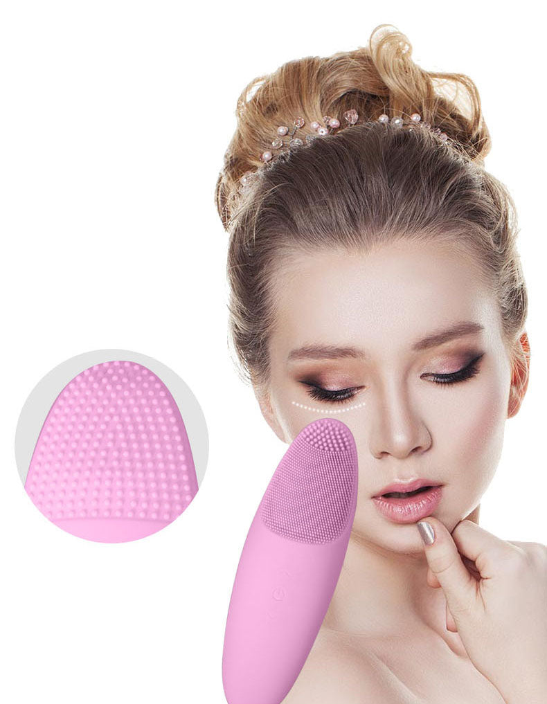 Wireless charging temperature sensing silicone facial cleansing facial heating silicone electric smart beauty instrument