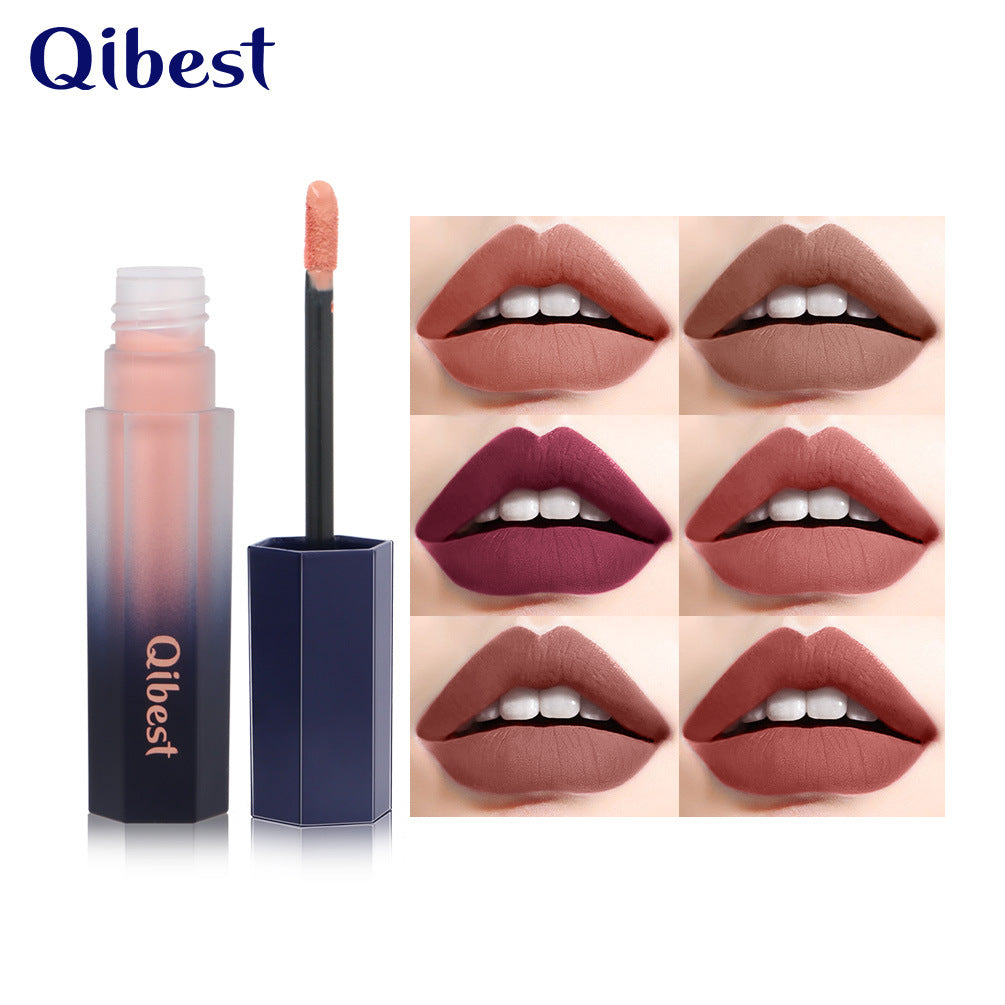 Lip Glaze Qibest Liquid Mist Matte Lipstick Does Not Fade Non-stick Cup Easy-to-Apply Lip Gloss